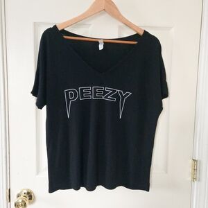 Peezy Rapper Merch Hip Hop V-Neck T-Shirt Black & White Graphic Tee